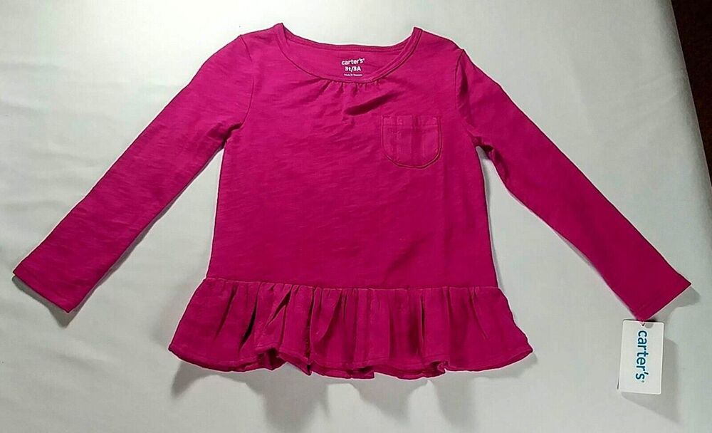 Carter's Toddler Girls Long Sleeve Peplum Hem Purple Size 3T